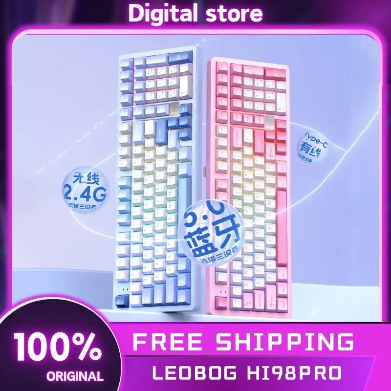 LEOBOG Hi98Pro Mechanical Keyboard Aluminum Three Mode Hot Swap Wireless Gaming Keyboard Customized Gasket PC Gamer Accessories