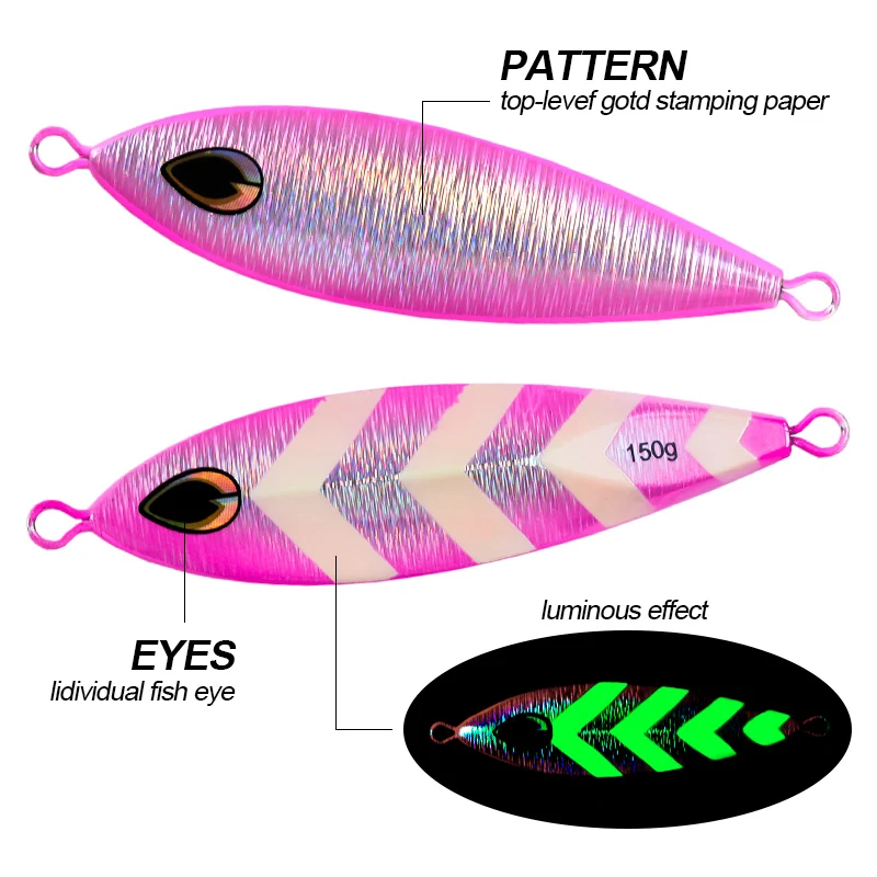 wonderse 60g 80g 100g 120g 150g Luminous Metal Fishing Jig Iron Plate Long Cast Fast Sinking Trolling Hard Lure Wholesale