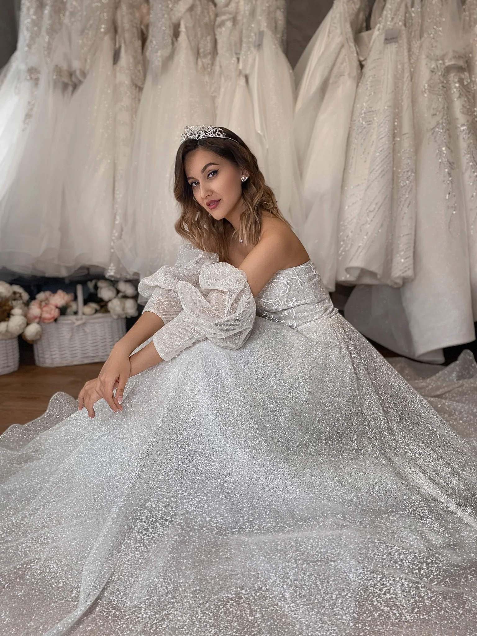 Robe De Mariée trapèze en tissu, magnifique Robe De princesse, manches mi-bouffantes, amovible