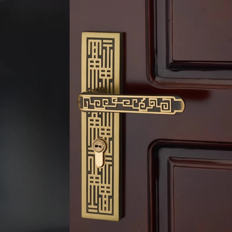 

Brass door lock indoor door lock rose gold silent Chinese all-copper universal room
