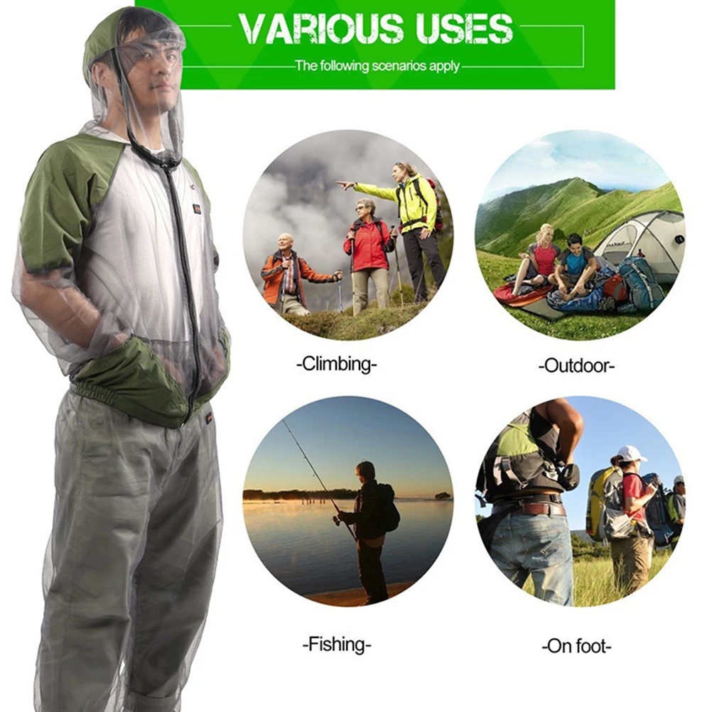 

Mosquito Repellent Suit Anti Mosquito Clothes Protective Mesh Fishing Netting Suit Women Suits Hooded Jackets Pants Gloves High
