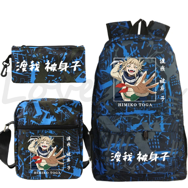 

Anime My Hero Academia Himiko Toga Backpack School Bags 3pcs/Set Student Boku No Hero Academia Backpacks Travel Knapsack Mochila