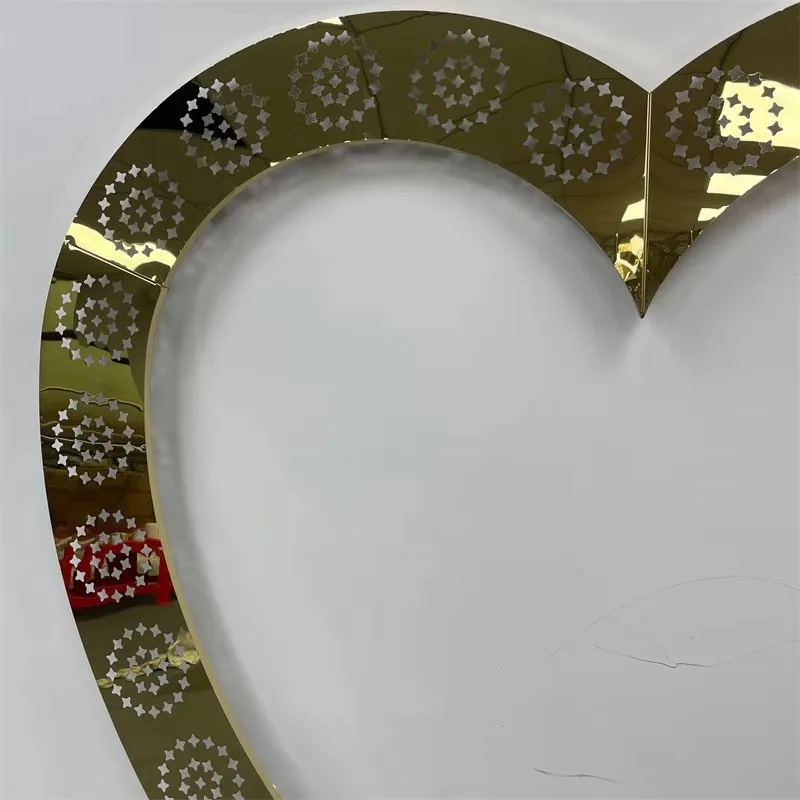 New Wedding Props Gold Silver Heart shaped Sunflower Wedding Stage Decoration Stainless Steel Arches Screen Welcome