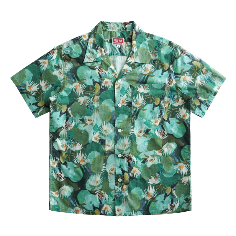 Sauce Zhan  Aloha Shirt Hawaiian Shirt Summer Mens Shirts Beach Casual Breathable Pure Cotton loose fit