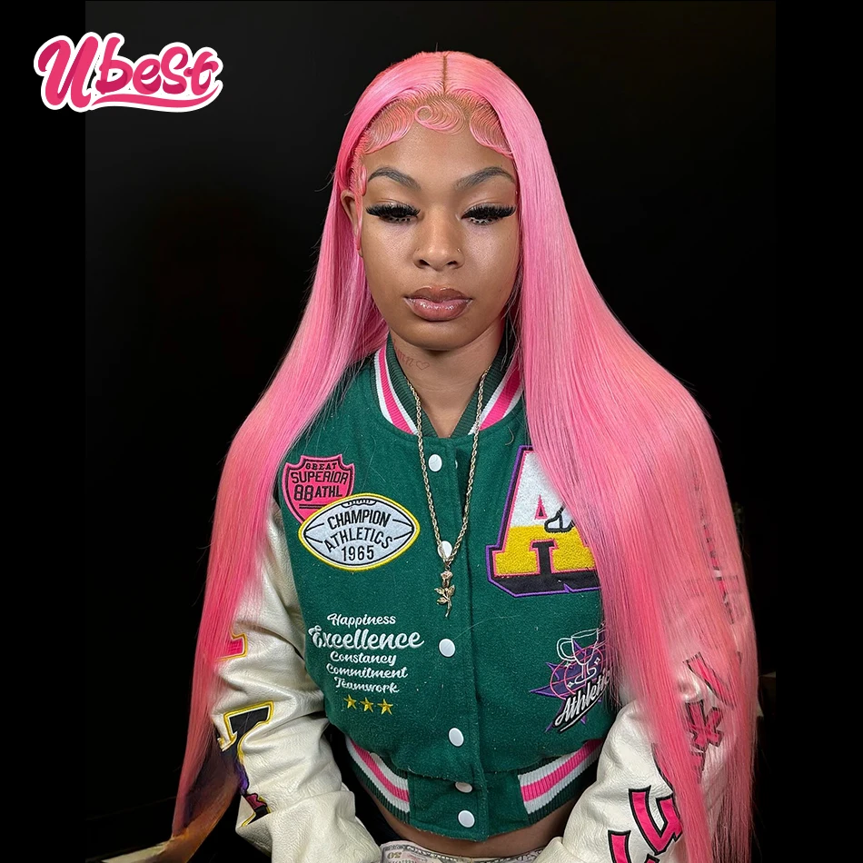 

Ubest Pink Colored Straight 13x6 13x4 Lace Front Wigs Brazilian 100％ Human Hair Transparent Glueless Wig Pre Plucked For Women