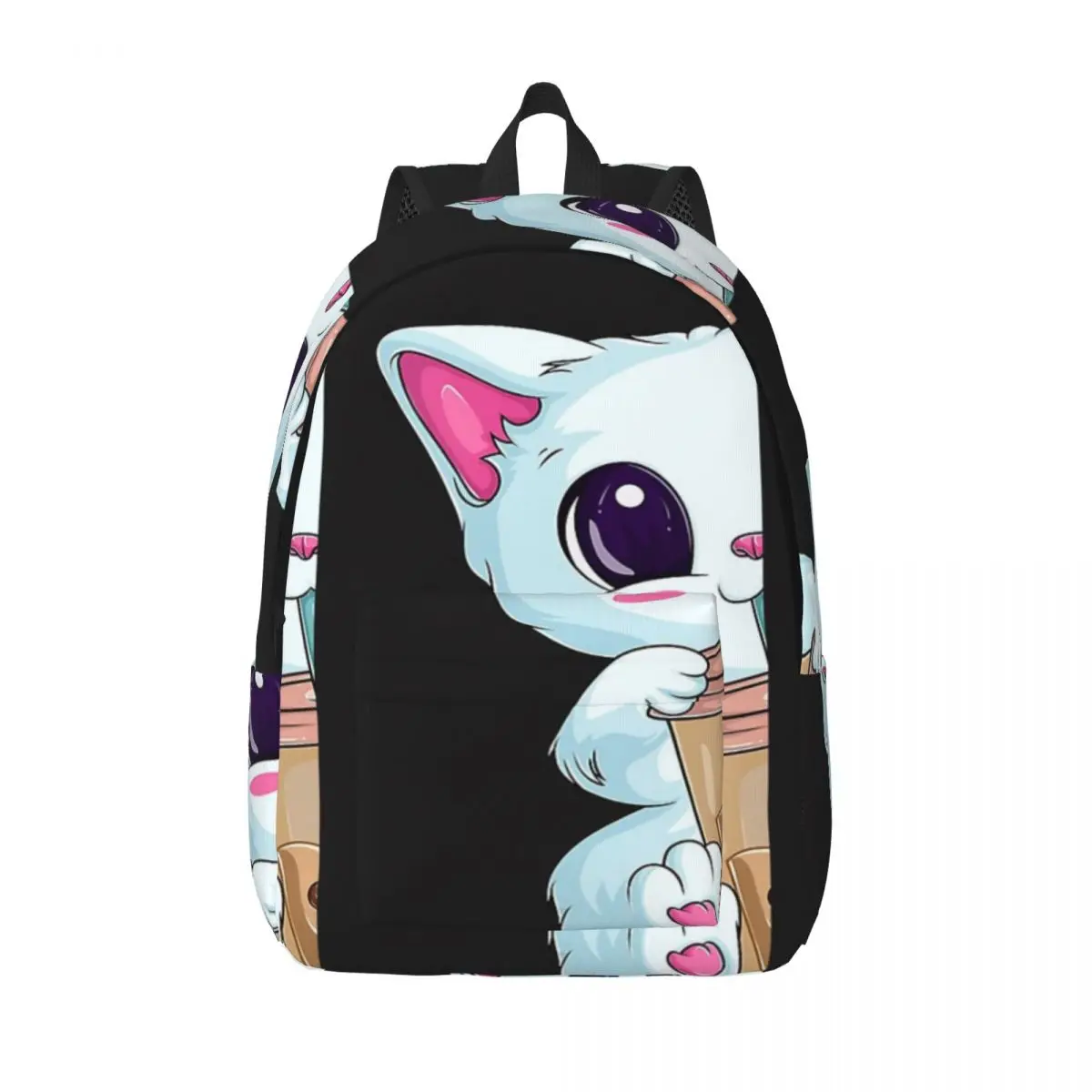 

Boba Tea Cat аниме для женщин Kawaii Bubble Tea Neko простой и стильный рюкзак холст рюкзак женский