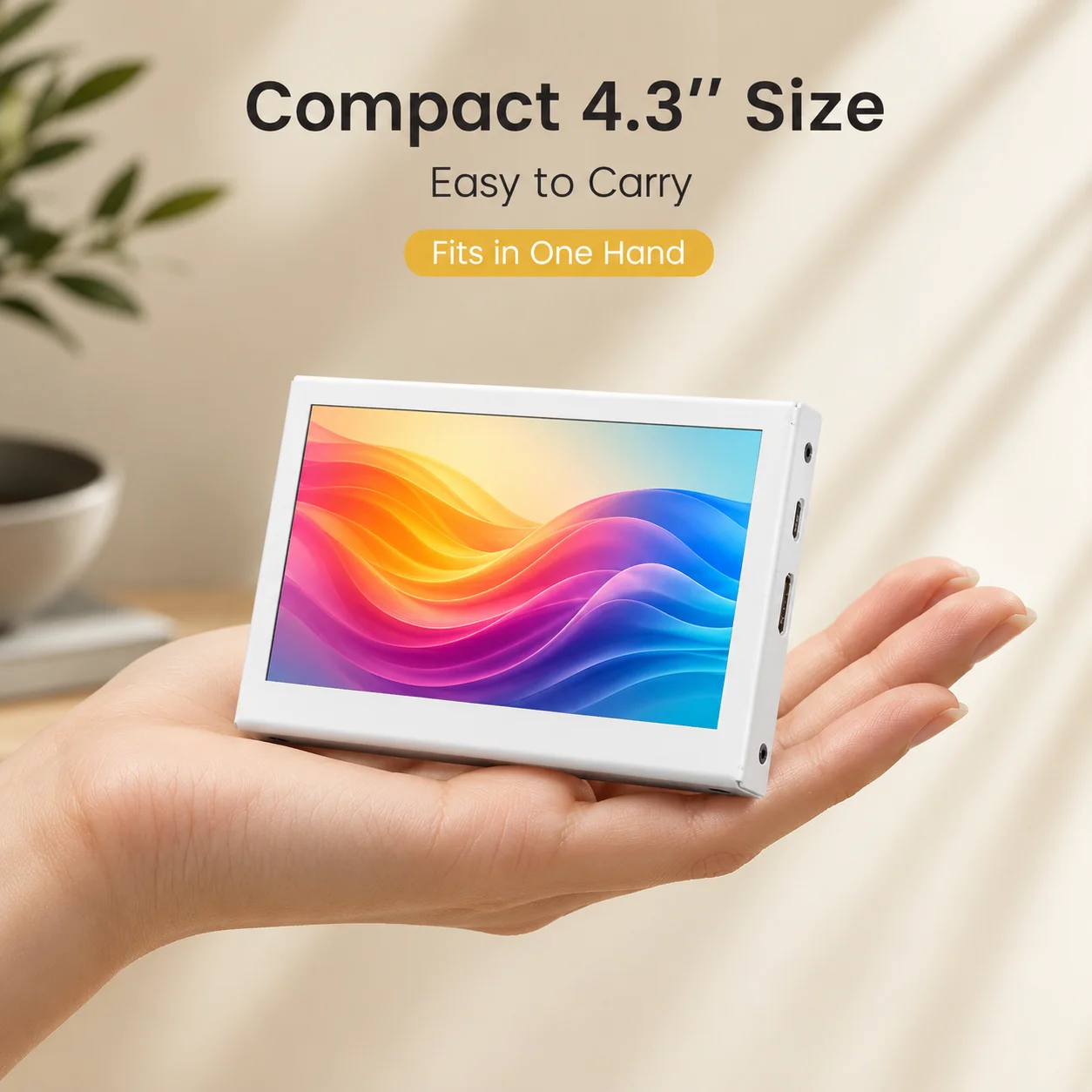 LESOWN 4.3/5 Inch Small LCD Display 800x480 170 Degree View HDTV Input White Aluminum Housing for Mini PC Second Screen Setup