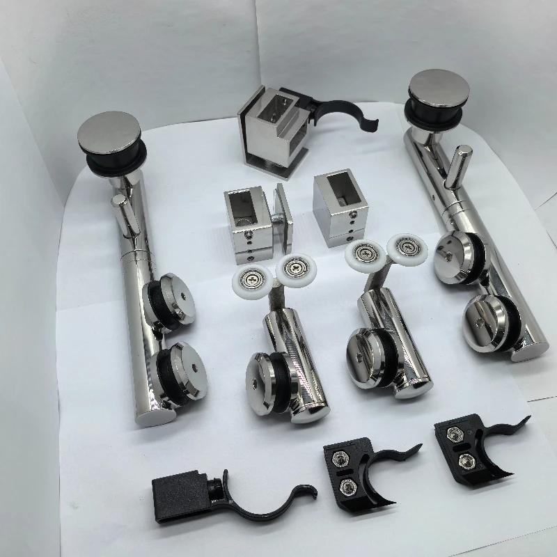 

Modern bathroom sliding stainless steel folding glass door hardware fittings