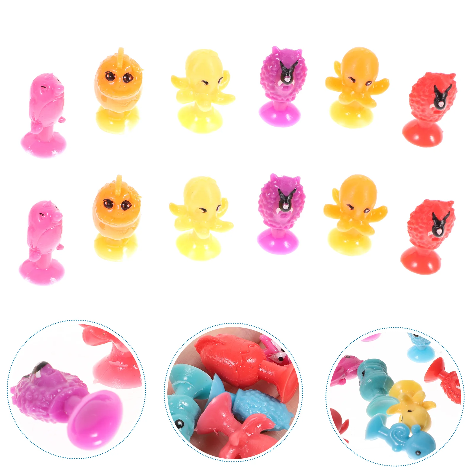 24 PCS Suction Baby Bath Toys Toddlers Monster Figurine Miniature Animal Sucker
