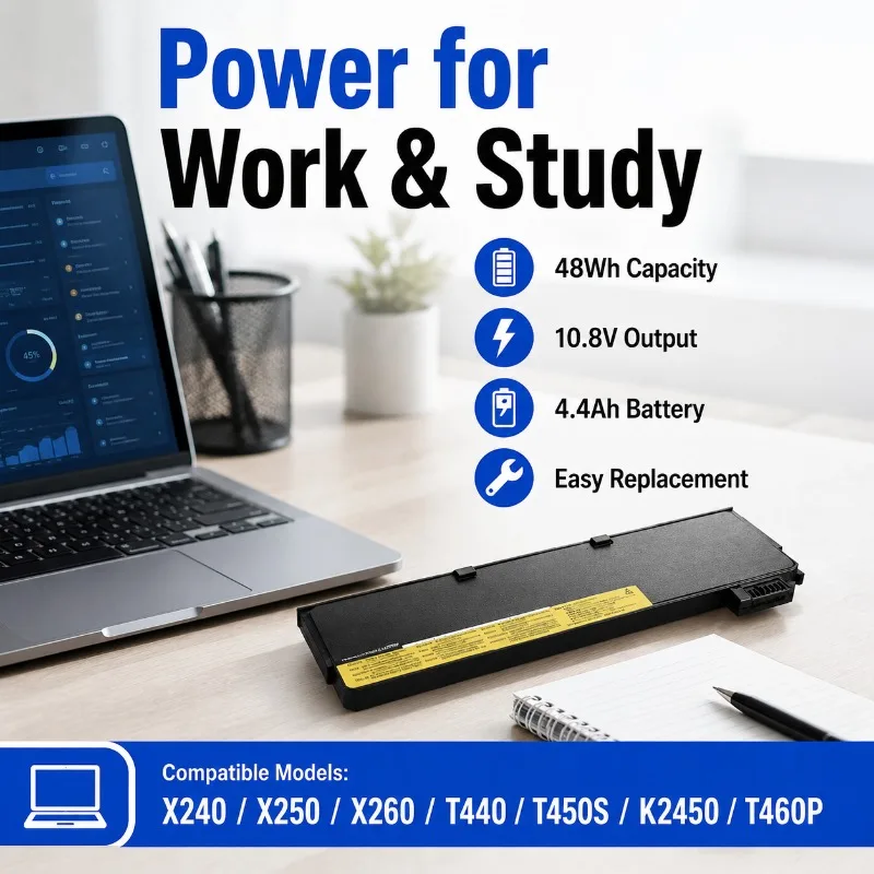 Replacement Laptop Battery 45N1125 for Lenovo ThinkPad X240 X250 X260 T440 T450s T460p K2450 10.8V/11.1V Li-ion Battery