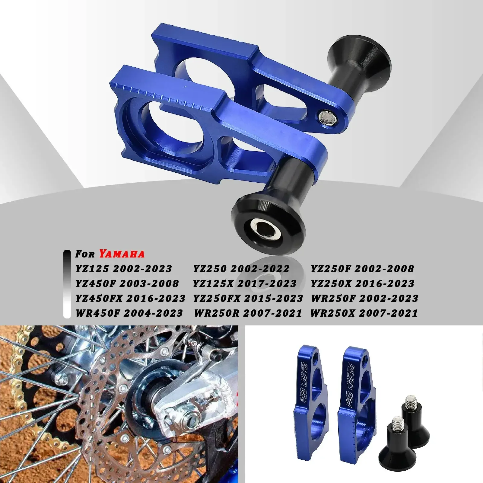 Motorcycle CNC Rear Adjuster Block Chain For Yamaha YZ125 YZ250 YZ250F YZ450F YZ125X YZ250X YZ250FX YZ450FX WR250F WR450F YZ WR