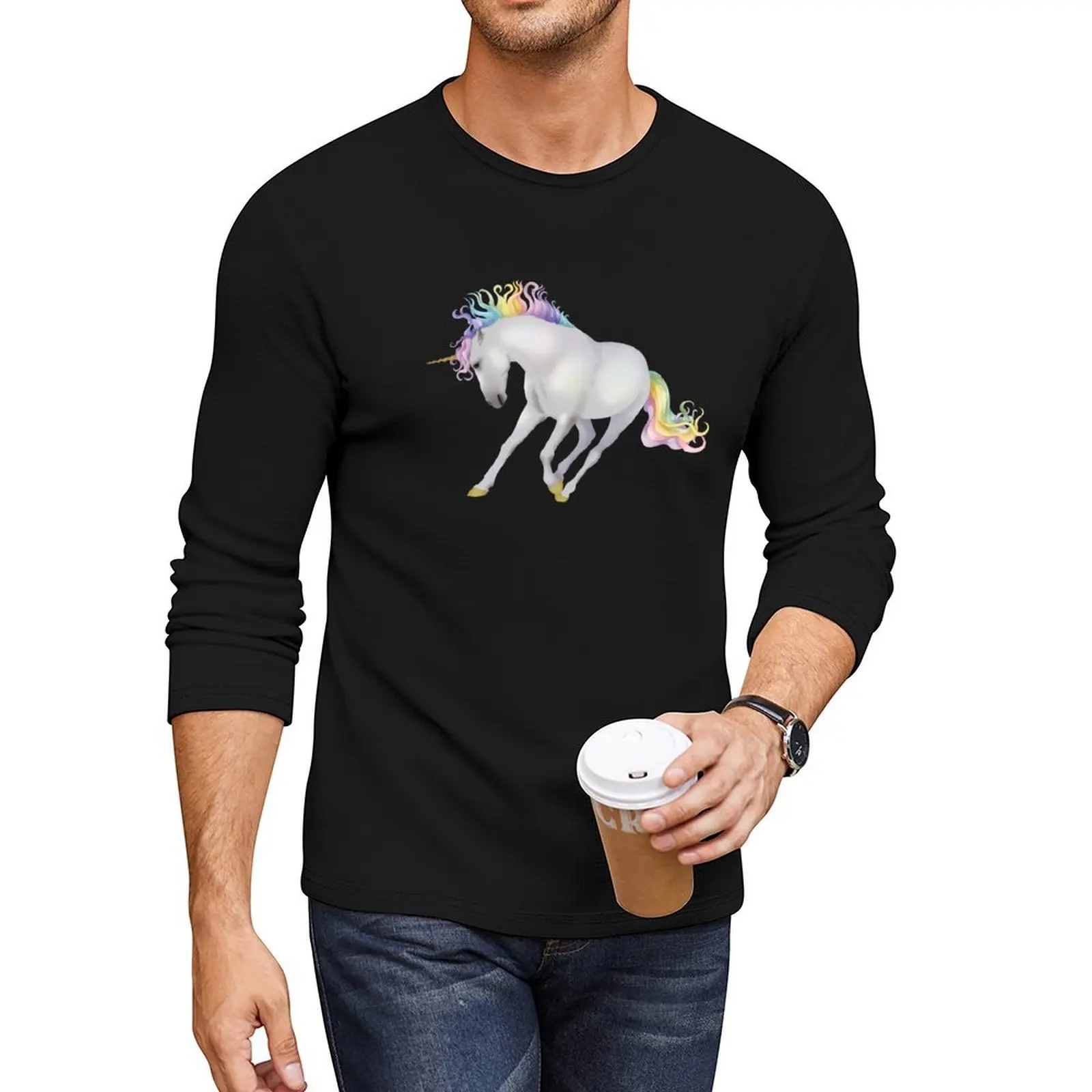 In a Field Full of Horses, Be a Unicorn Long T-Shirt funny t shirt plus size t shirts funny t shirts Men's cotton t-shirt