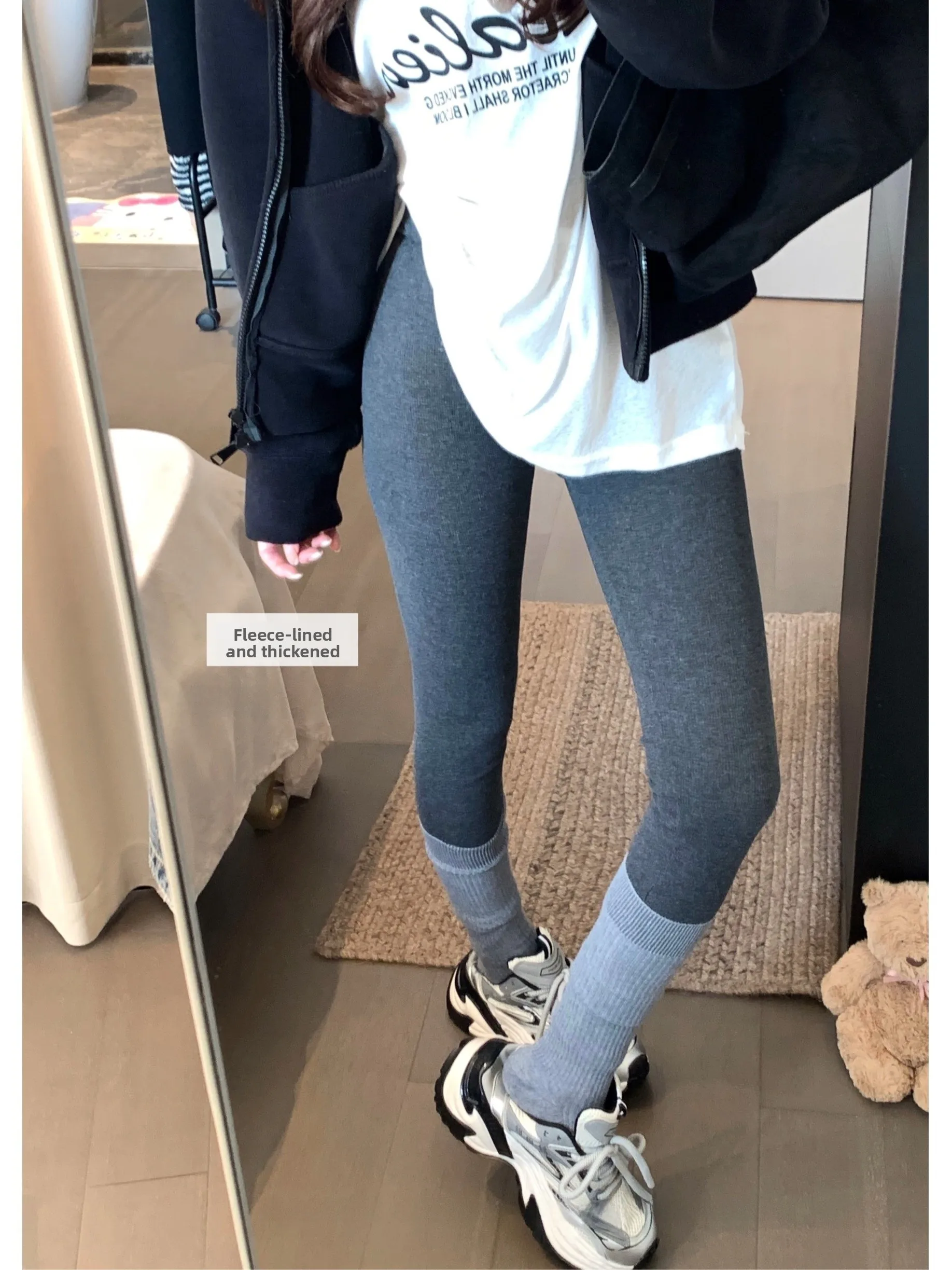 Thickened Fleece High Waist Women's Leggings Summer New Casual Slimming Versatile Shark Pants High Waist Commute Style Warmth