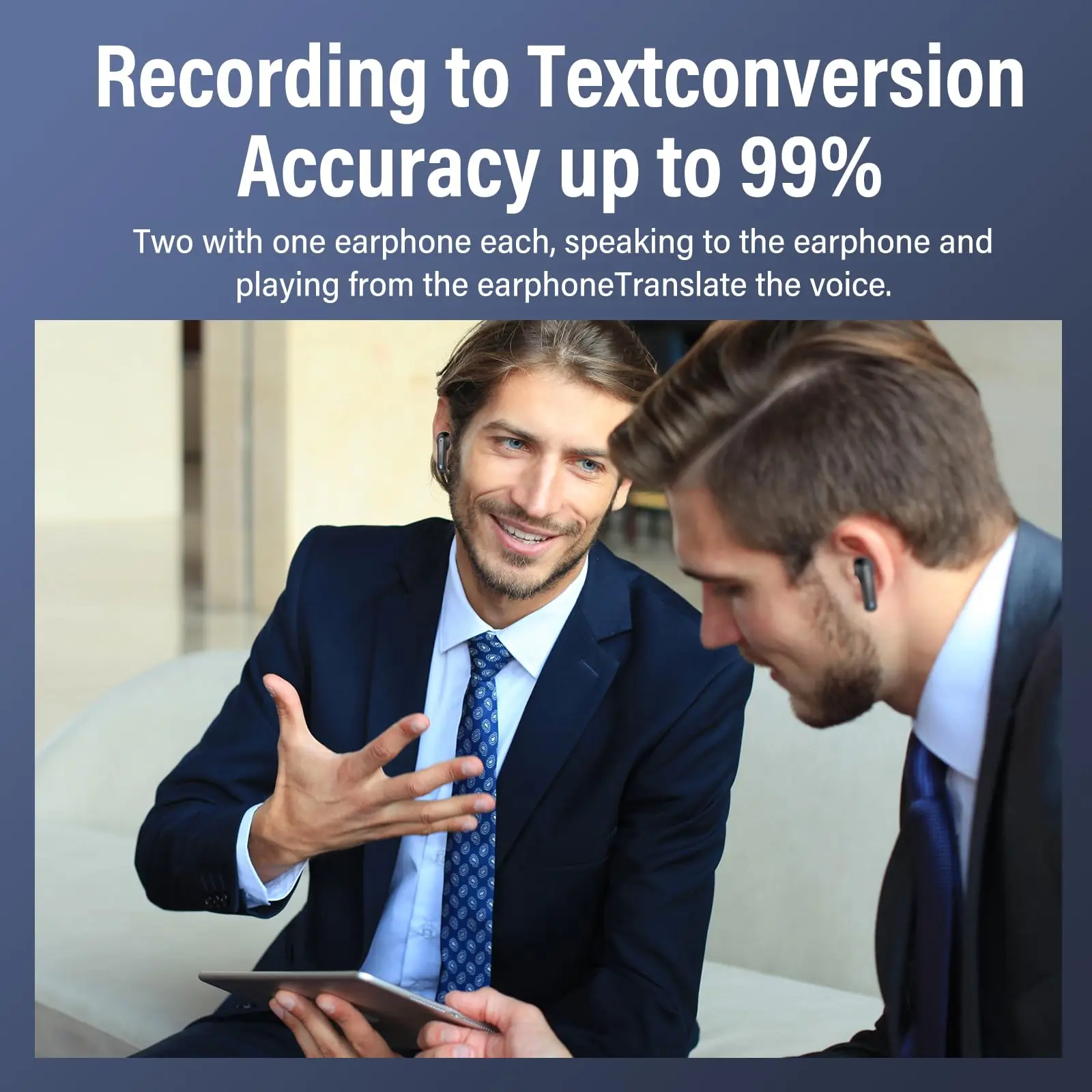 【سماعات أذن مترجم AIH69】الترجمة في الوقت الحقيقي في 135 لغة، وبطارية 45 ساعة، وشاشة LED، وصوت هاي فاي 14.2 مم، ووضع بكلتا الأذنين. #4