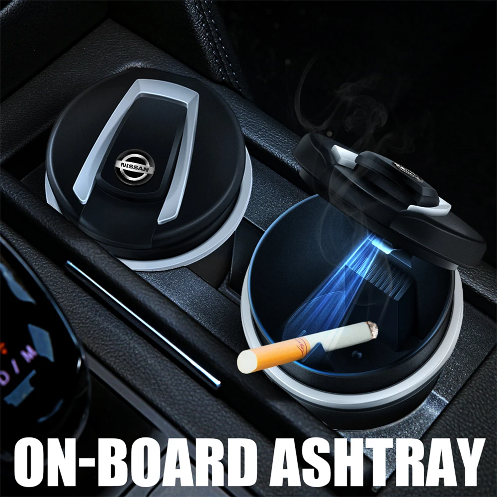 Car LED Ashtray Smokeless Auto Flame Retardant Cigarette Storage Cup For Nissan X-trail Qashqai Note Juke Sentra Patrol Navara