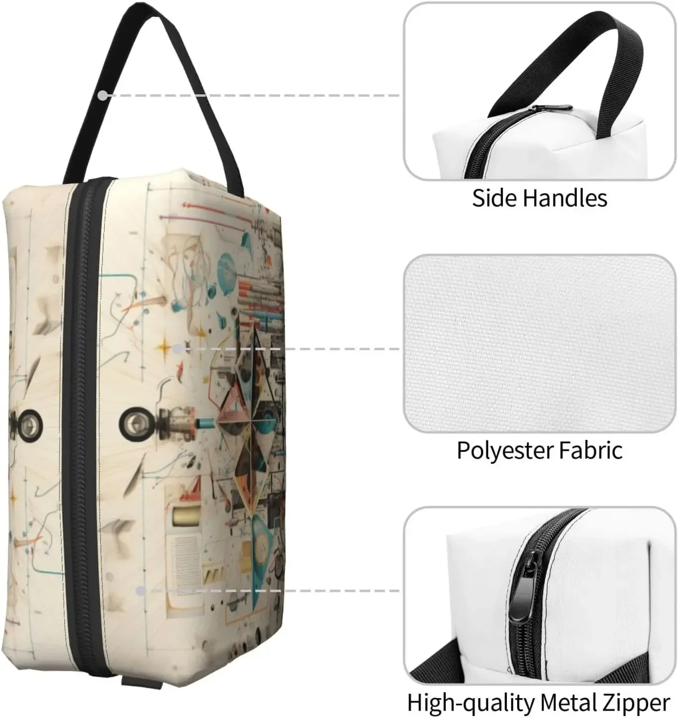 Physics Print Toiletry Bag, Makeup Cosmetic Bag, Travel Bag For Toiletries, Storage Bag With Zipper