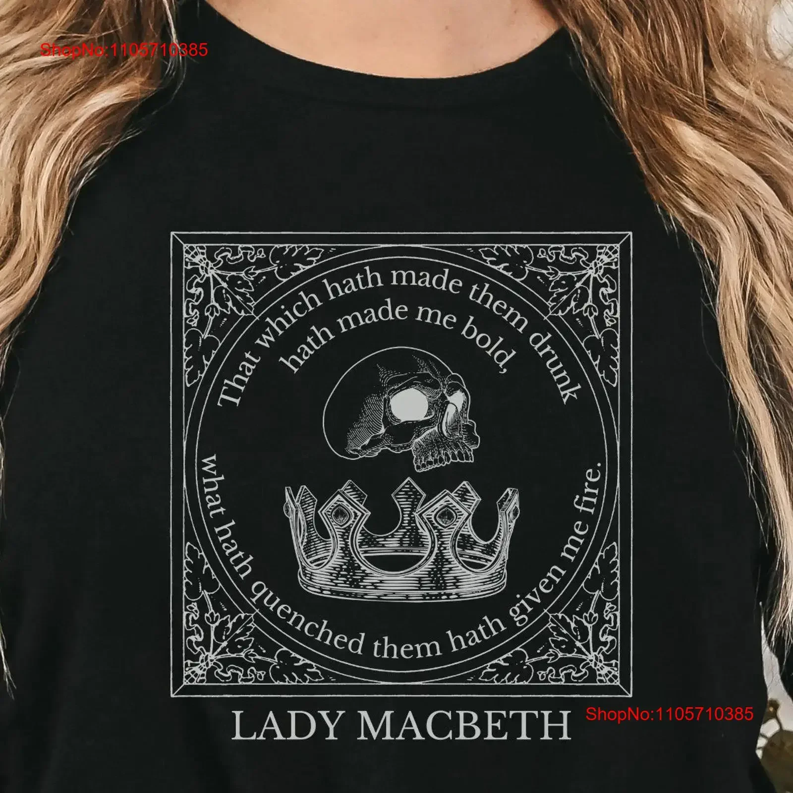 Lady Macbeth Shakespeare gifts Book lover shirt The Bard club T M vintage Washed Top For Everyday Wear Stylish Casual graphic