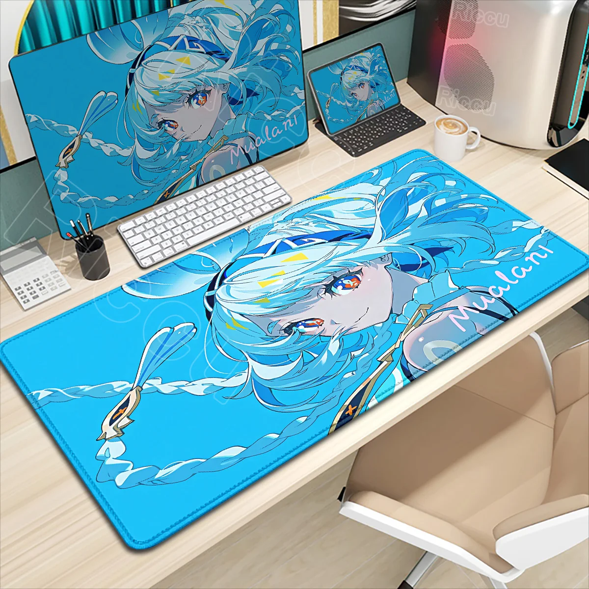 

New Anime Game NATA Kinich Mualani Mavuika Citlali Chasca XXL Large Genshin Impact Mouse Pad Non-slip Keyboard Desk Mat Mousepad