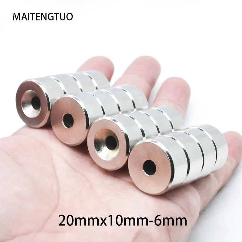 2/5/10/15/20PCS 20x10-6 Disc Rare Earth Neodymium Magnet 20*10 mm Hole 6mm Countersunk Round Magnets Strong N35 20*10-6