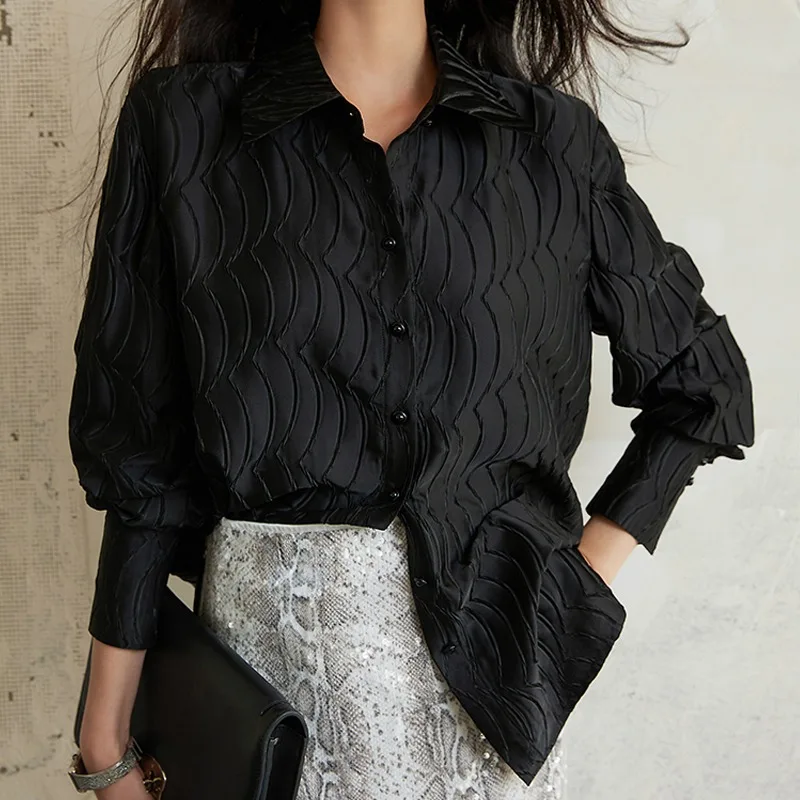 Chemisiers Vintage pour femmes, chemises décontractées rayées, mode ample, vêtements coréens d'été, manches longues, en mousseline de soie, hauts pour femmes