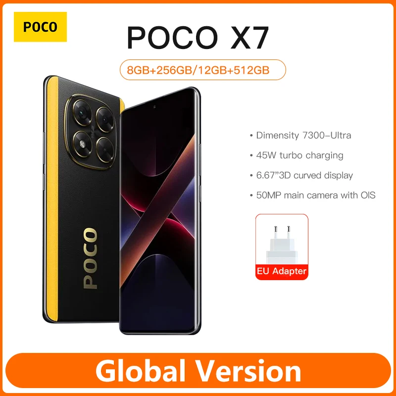 Versão global poco x7 smartphone dimensão 7300-ultra 6.67 "1.5k amoled display curvo 45w turbo carregamento 50mp câmera 5110mah