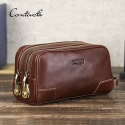 Sac à cosmétiques de voyage en cuir véritable pour hommes, sac à cosmétiques de voyage avec mot de passe de styliste, trousse de toilette portable organisateur de maquillage pochette de lavage grande capacité