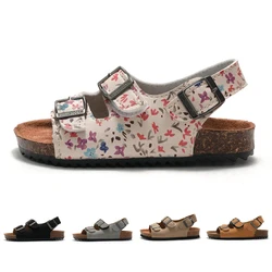 Zuecos elásticos para niños y niñas, sandalias antideslizantes de fondo suave, Sandalias planas informales de Punta abierta