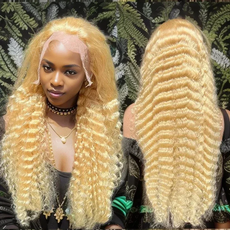 13x6 Peruka z ludzkich włosów Deep Wave Curly HD Transparent Lace Frontal Wig 100% Loose 613 Blonde Colored Wigs For Women Choice On Sale