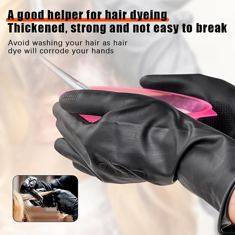 

Перчатки для краски для волос, профессиональные для укладки и окрашивания волос, толстый латекс, черный, устойчивый к коррозии, высокая эластичность, парикмахерский инструмент