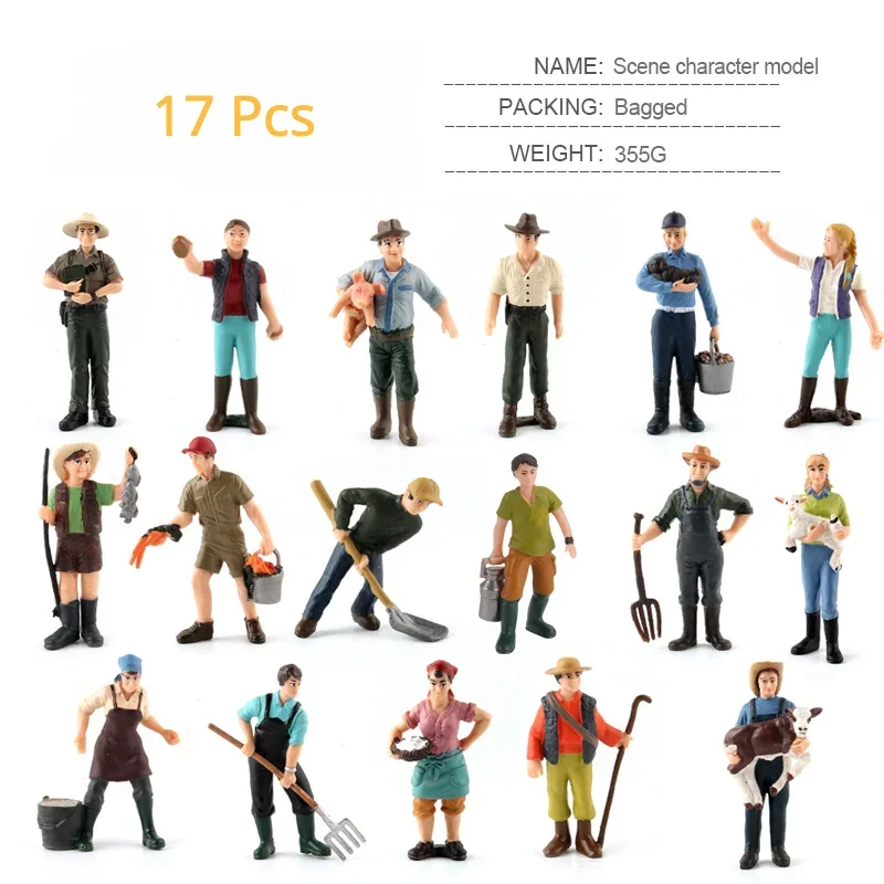 

OozDec 17Pcs Little Farmer People Figures, Realistic Hand Painted Farm Keeper Figurines, Preschool Educational Toys for Kids