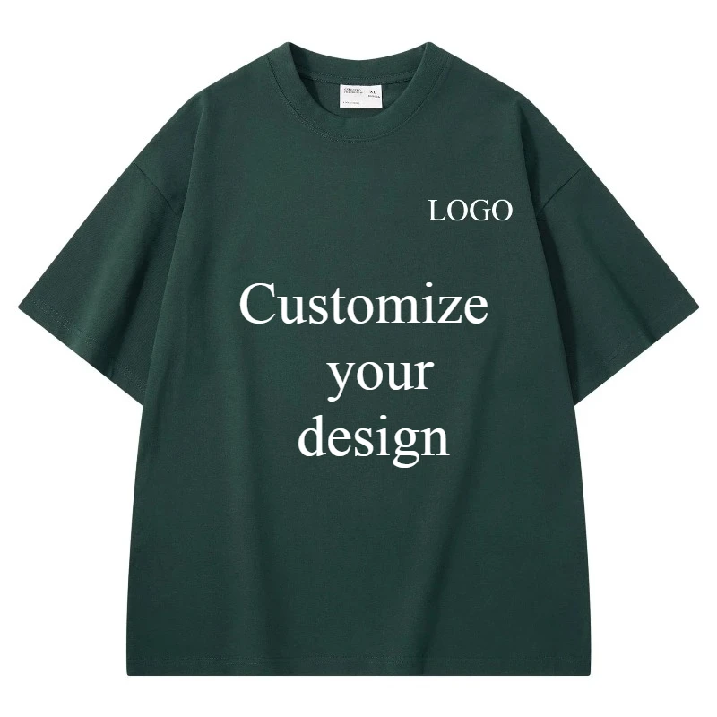 

Индивидуальный ваш дизайн, высокое качество, тяжелый хлопок, 300GSM, летние женские свободные повседневные рубашки с коротким рукавом, мужские футболки с логотипом «сделай сам»