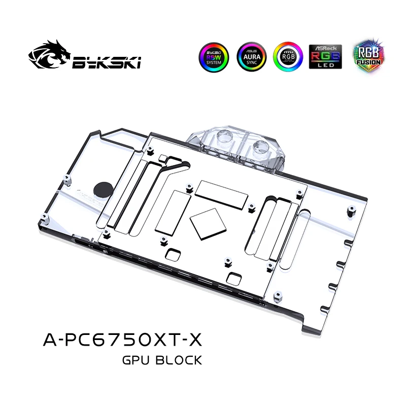 Bykski A-PC6750XT-X GPU водяной блок, для PowerColor RX6750XT Red Devil, полное покрытие водяного охлаждения с задней пластиной