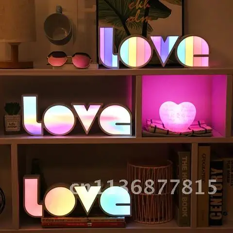 

Letter LOVE Modeling LED Night Lights Warmth Room Lamp Neon Light For Holiday Xmas Wedding Decoration Lighting Valentine's Gift