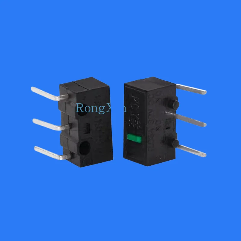 100pcs/ 002W 3 3-foot bent micro mouse switch green dot high life inching reset button side plug with column