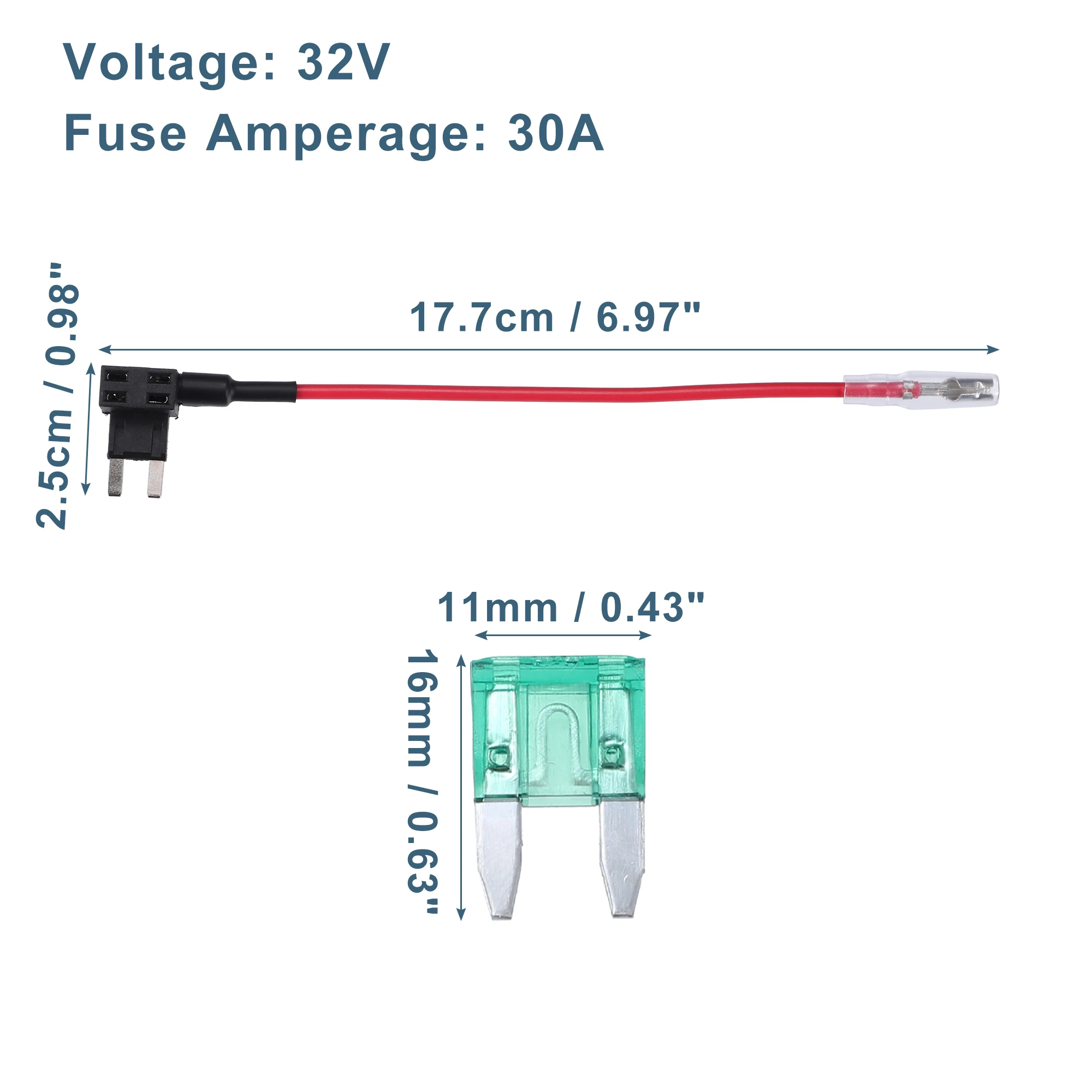 

UXCELL 2 Set 32V Mini Fuse Adapter Tap Fuse Kit with 30A Blade Style Fuse for Cars Boats