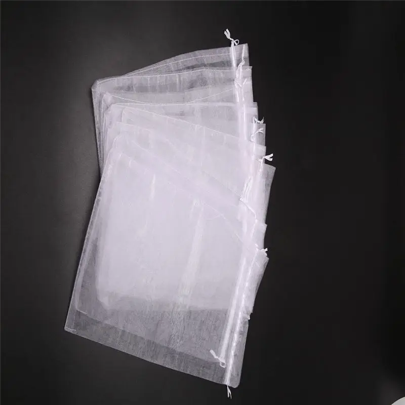 [Stylishbuy】 300Pcs Large Organza Bags, 20X30 Cm Mesh Gift Bags Drawstring Jewelry Pouches For Christmas Wedding(Random Color)