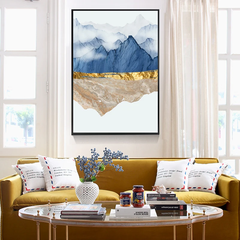 3 szt./zestaw Nowy chiński styl Abstrakcyjny pejzaż w stylu tuszu na płótnie Obraz na ścianę Nowoczesne obrazy ścienne, Dekoracja wejściowej holu domu