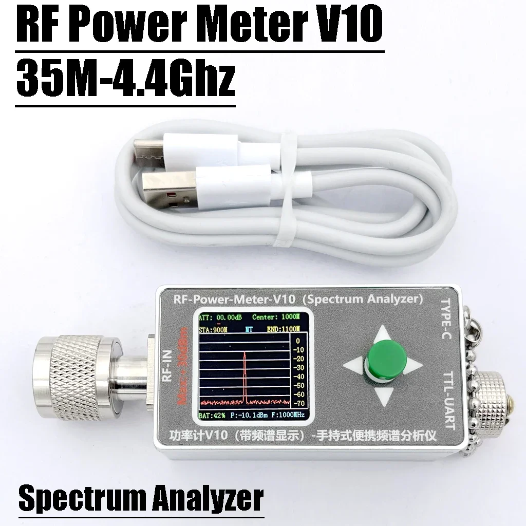 35mhz~4.4ghz n-type RF áram Időmértékes verselés V10 Színkép analyzer kijelző TYPE-C Előadás vmiről -70~+30dbm attenuator áram detektor EMC