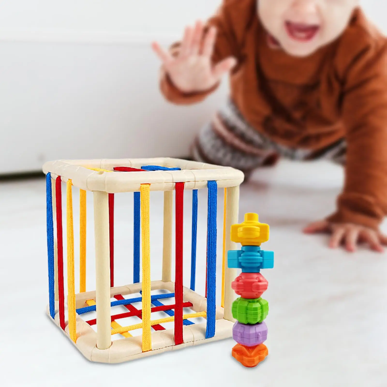 

Shape Sorter Baby Toys Cube Bin,Sensory Shape Blocks,Sensory Bin Toy Activity Cube Bin for Boys