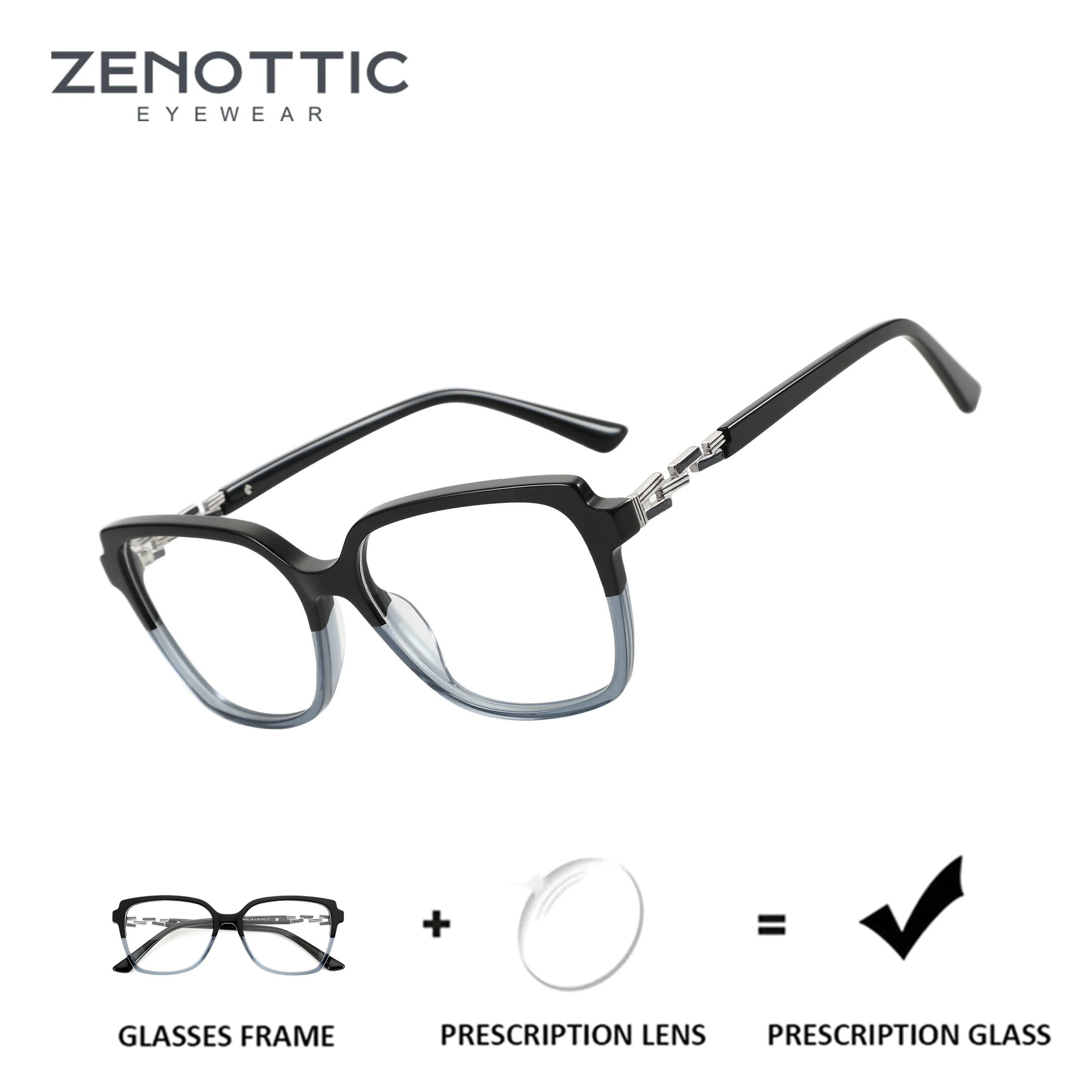 

Очки ZENOTTIC (размер L) из ацетата с диоптриями для женщин, с защитой от синего света, прогрессивные оптические очки для коррекции близорукости