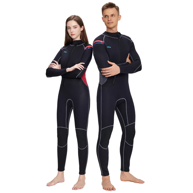 

3 мм мужской цельный гидрокостюм, теплый гидрокостюм для серфинга, зимний купальник с длинными рукавами и защитой от холода для подводного плавания для женщин