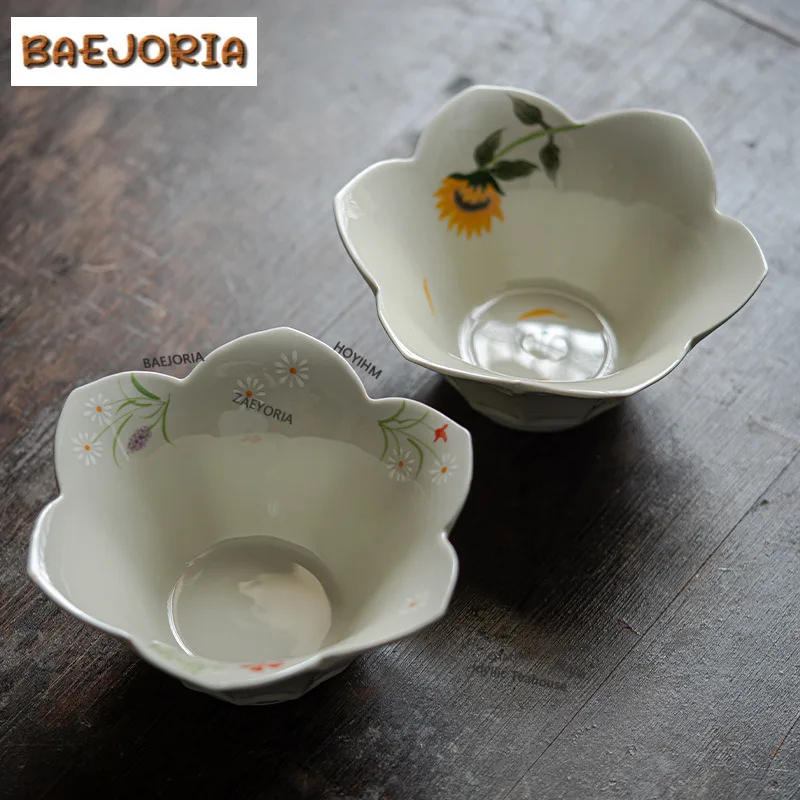 Hand-painted White Daisy Sunflower Jianshui Washing Cup Bowl Tea Dust Cylinder Barrel Tea Garbage Can Chaxi Supplies Collection