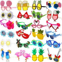 Hawaiian Plastic Glasses Flamingo Pineapple Sunglasses, Summer Beach Hawaii Tropical Party Decorations, Funny Photo Props