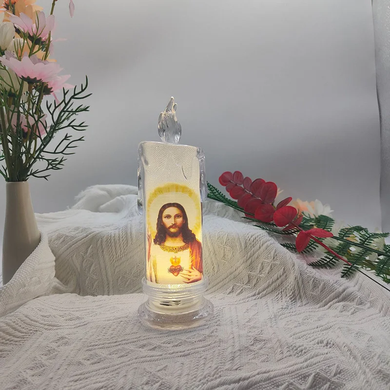 Jesus Virgin Christ Candle Lamp Romantic Tea Light Electronic Flameless LED Deco