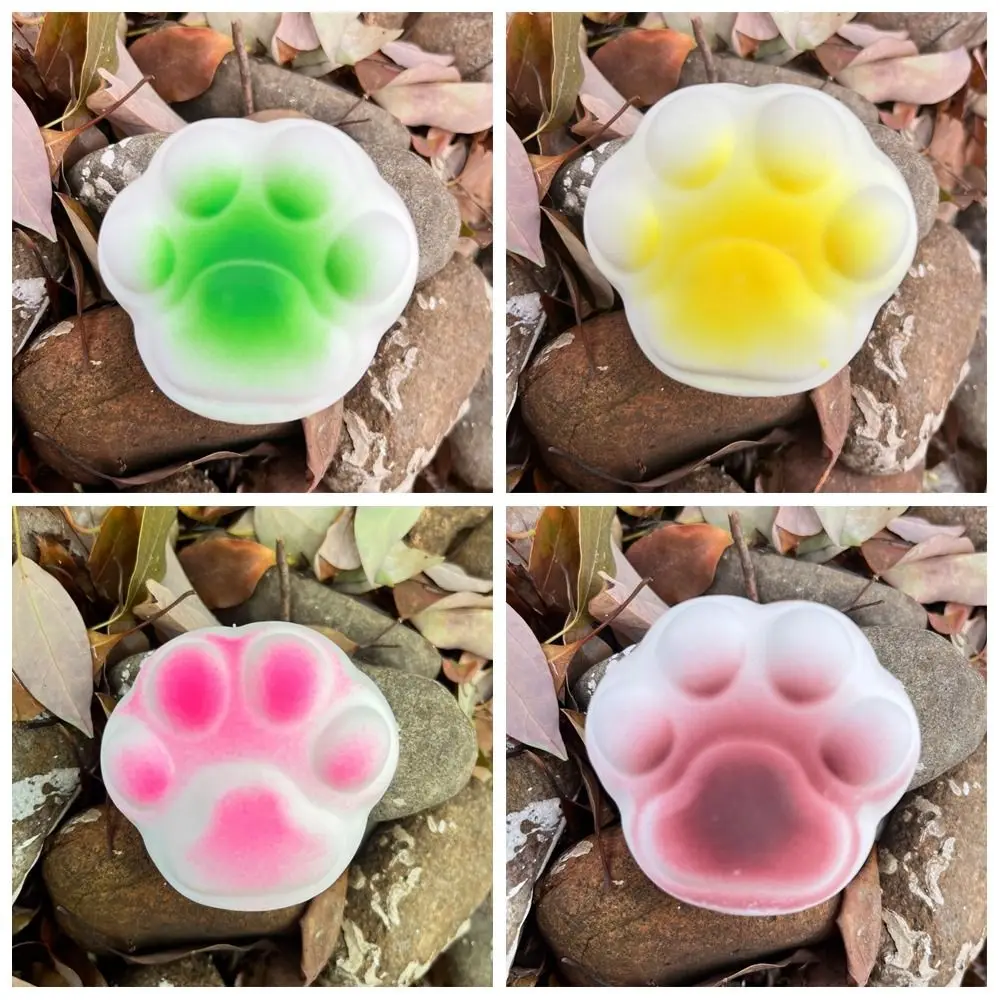 Colorful Funny Plush Ball Cat Paw Squeeze Toy Soft Mini Stress Relief Toy Student Practical Jokes Toy Desktop Decoration