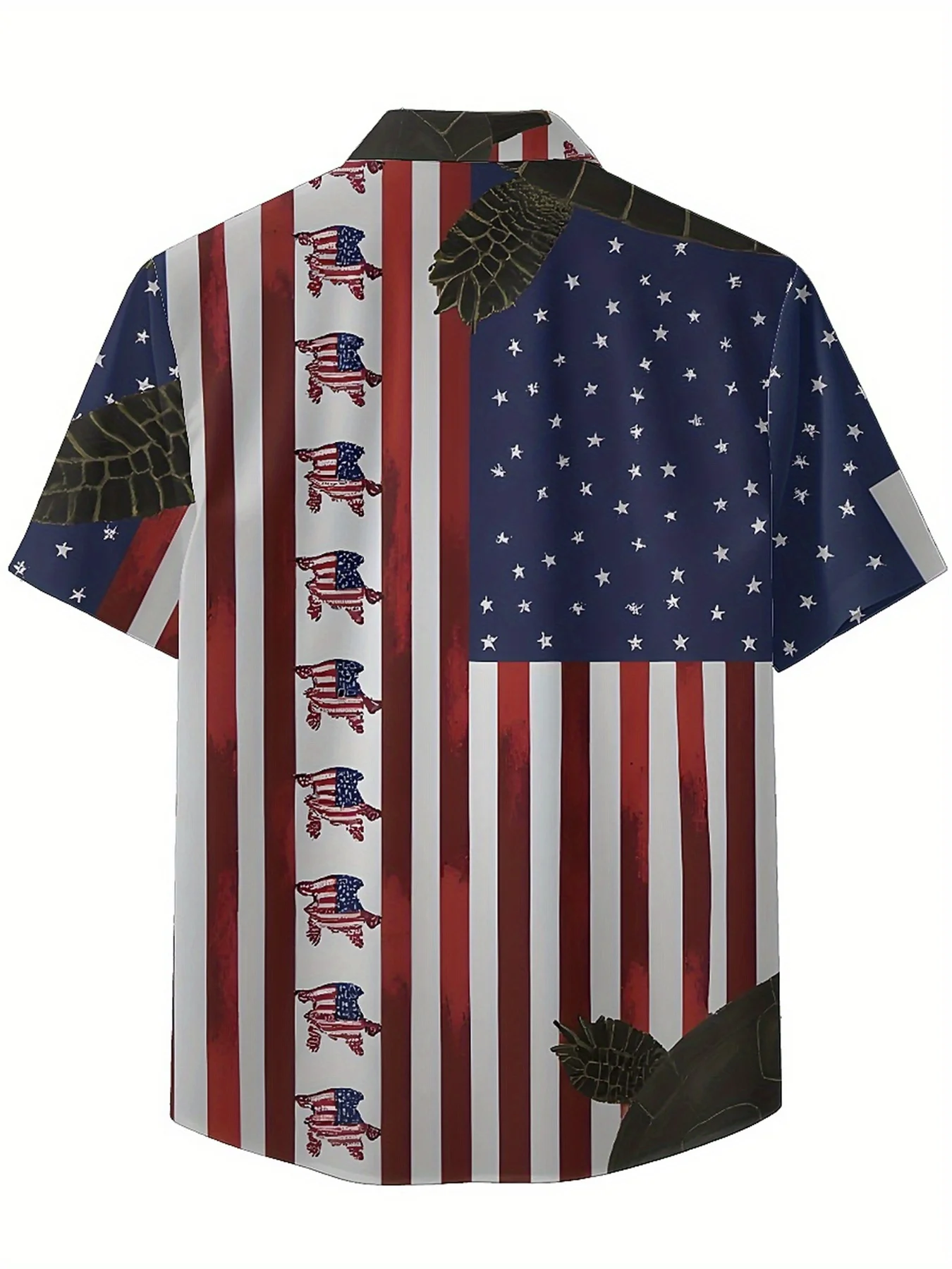 Men's Plus Size Hawaiian Shirts Turtle and Stars and Stripes Pattern,Unisex Baggy Aloha Shirts,Alternative Clothing