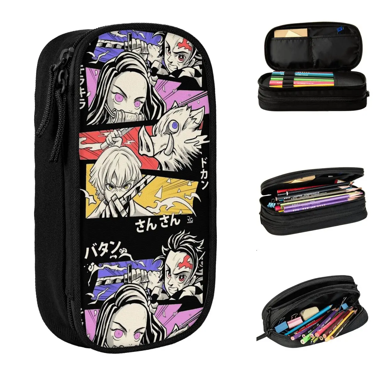 Fun Demon Slayer   Anime Pencil Case Pencilcases Pen Holder for Student Big Capacity Bags Students School Gifts Stationery