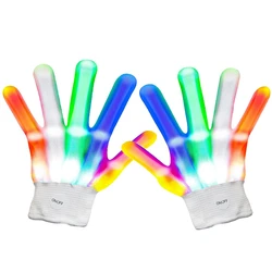 LED Light Up Performance Gloves For Halloween Christmas Rainbow Kids Light Up Gloves For Easter Party Cool Toy Single 1pcs