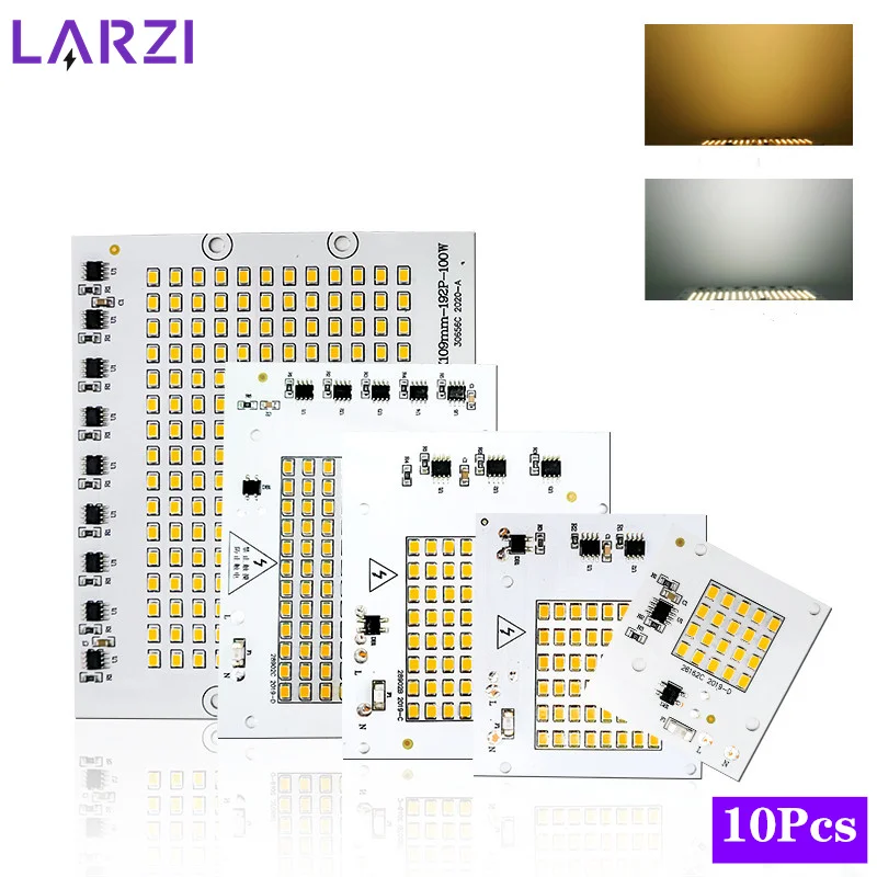 10 Cái/lốc Chip LED Đèn 10W 20W 30W 50W 100W SMD2835 Hạt Sáng AC 220V 230V 240V Đèn Pha Led Chiếu Sáng Ngoài Trời Sáng