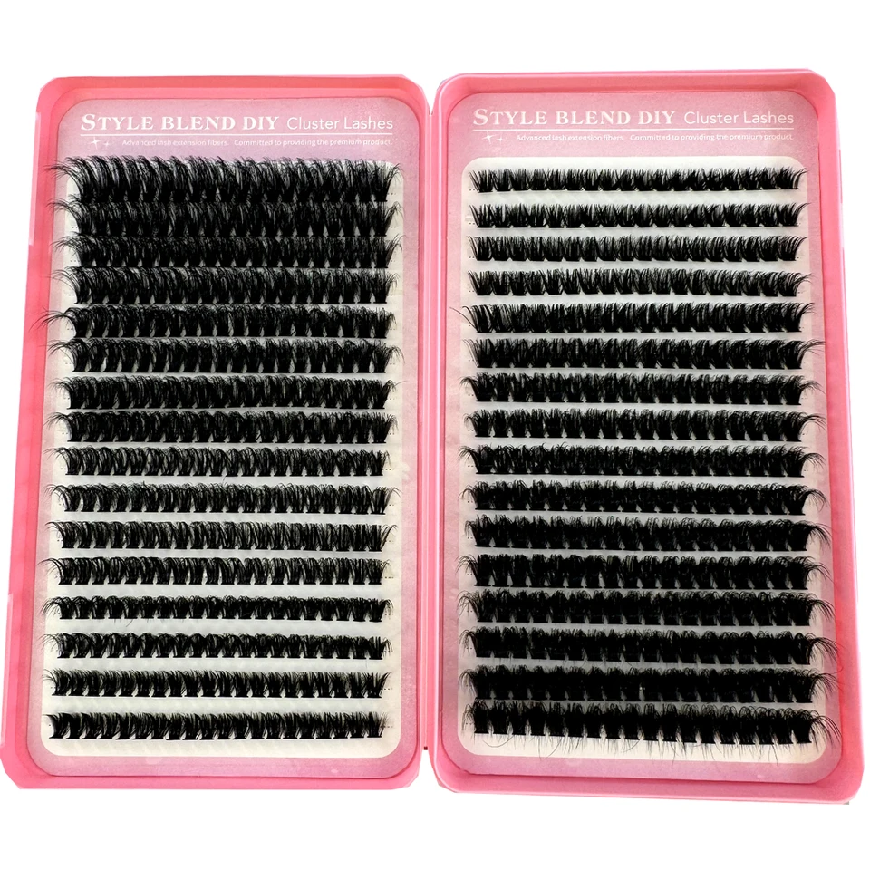 Kit de extensión de pestañas 60D/80D/100D, 640 racimos, 5D esponjosos y gruesos, bandeja mixta de volumen, imitación visón 6